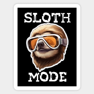 Sloth Wearing Ski Goggles - Sloth Mode (White Lettering) Magnet